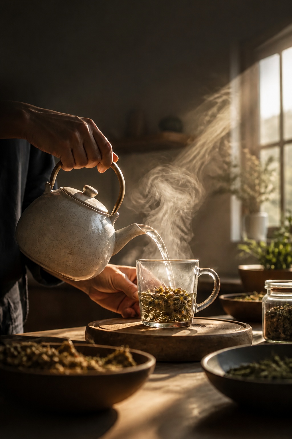 Family enjoying herbal tea